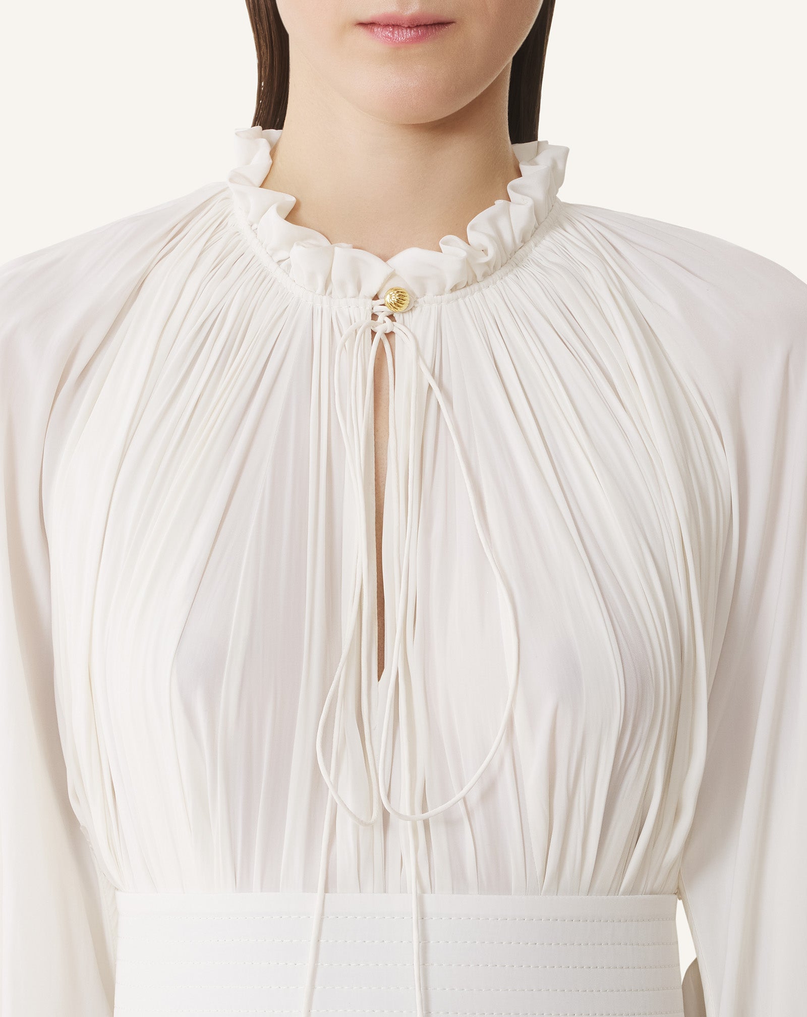 Lanvin - Short Charmeuse Dress For Women - Off White - Size 40 Lanvin - Short Charmeuse Dress For Women - Off White - Size 40