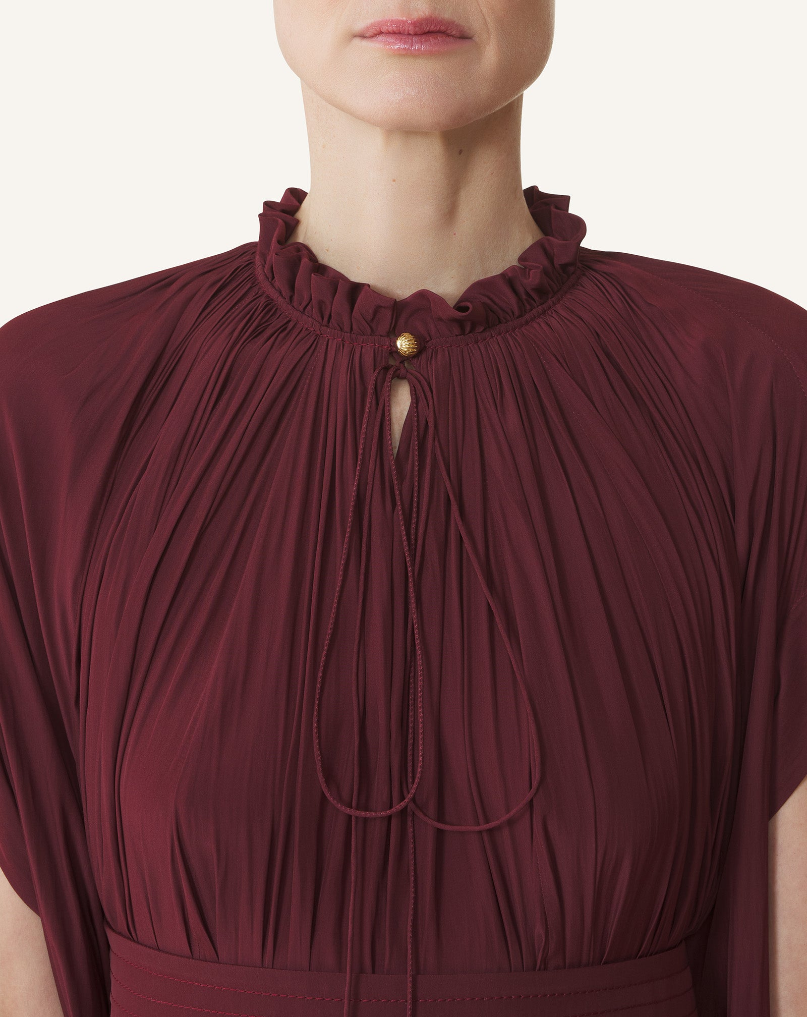 Lanvin - Short Charmeuse Dress For Women - Burgundy Lanvin - Short Charmeuse Dress For Women - Burgundy