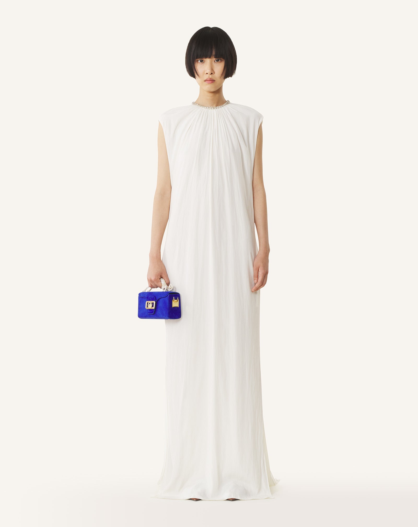 EMBROIDERED DRESS IN CHARMEUSE