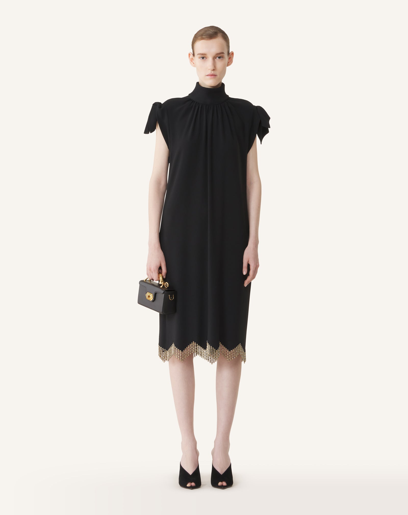 EMBROIDERED BOW DRESS IN SABLÉ