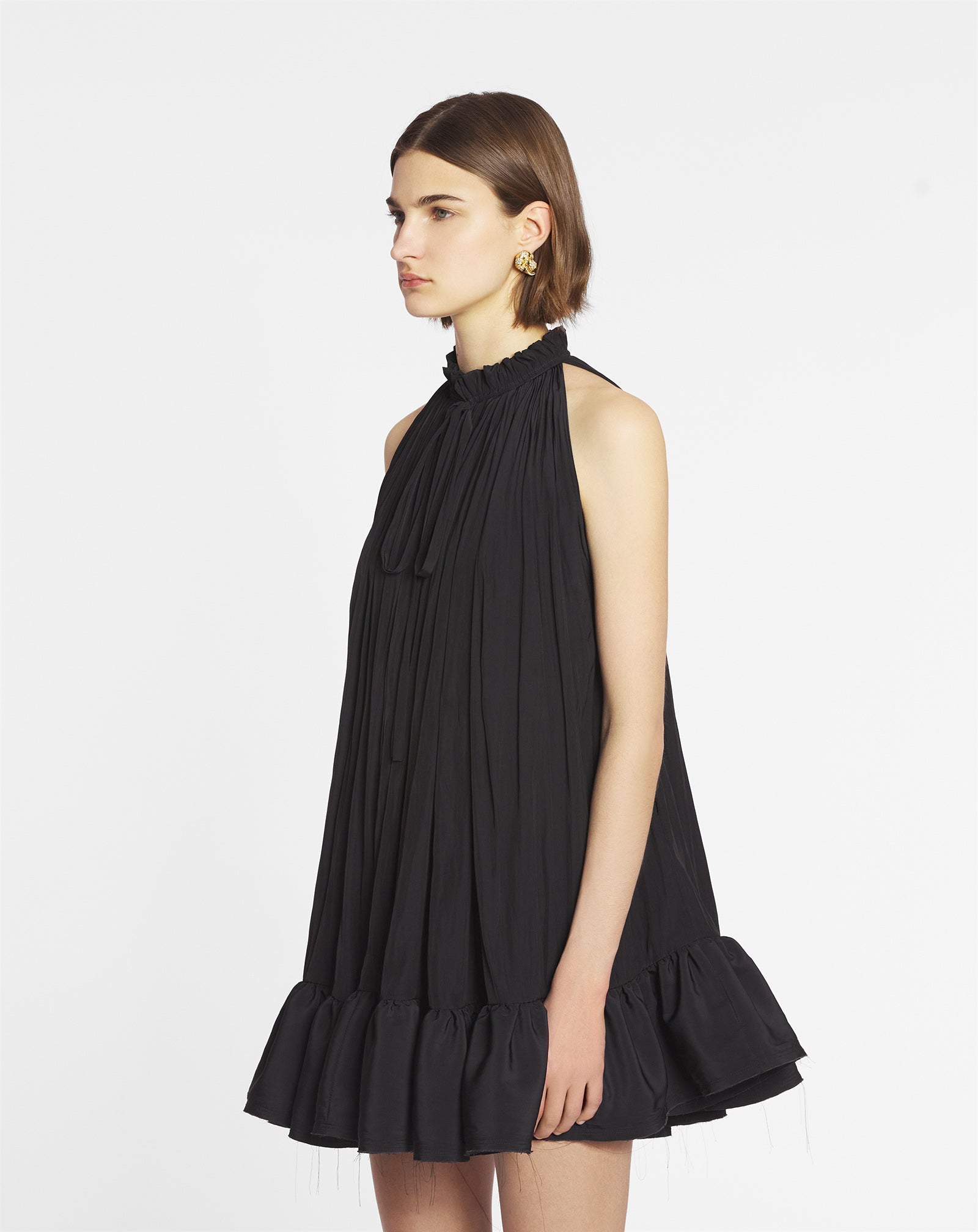 Lanvin - Short Dress With Ruffles For Women - Black - Size 1 Lanvin - Short Dress With Ruffles For Women - Black - Size 1