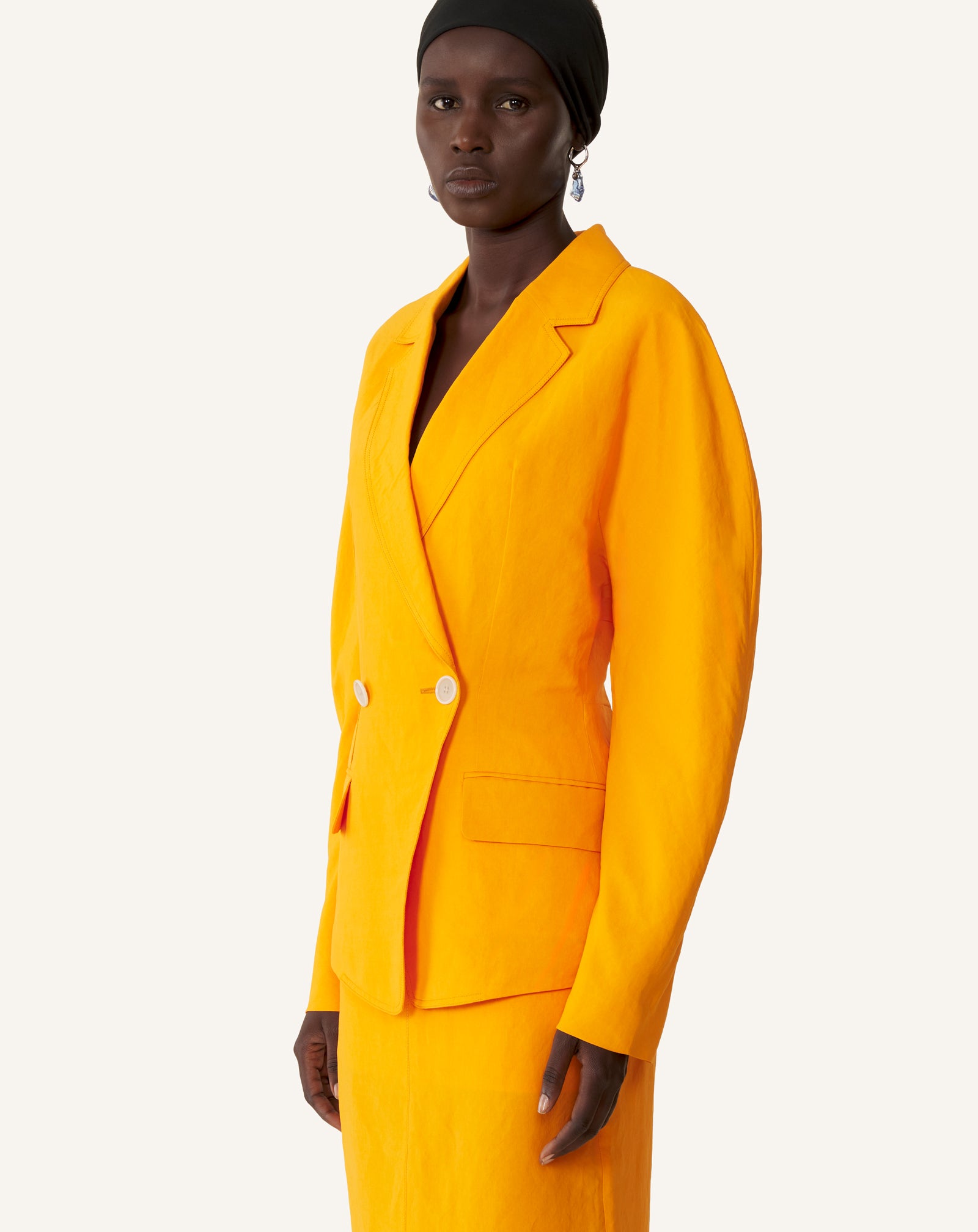 ORANGE PAPER AND VISCOSE OPEN-BACK JACKET