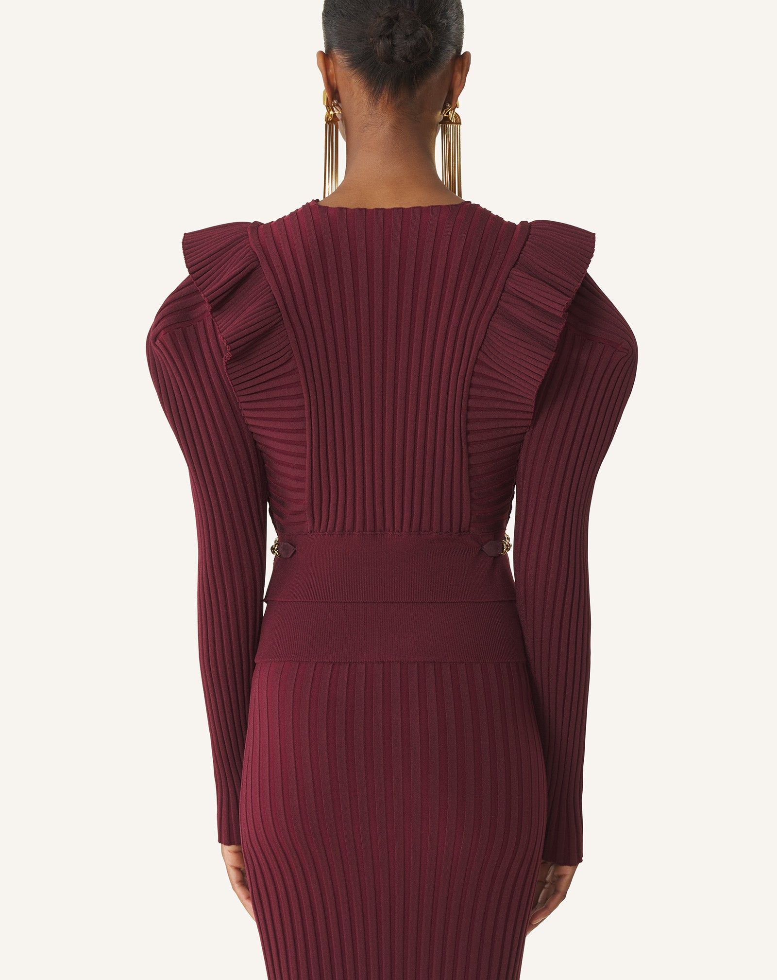 RED VISCOSE BIB SWEATER