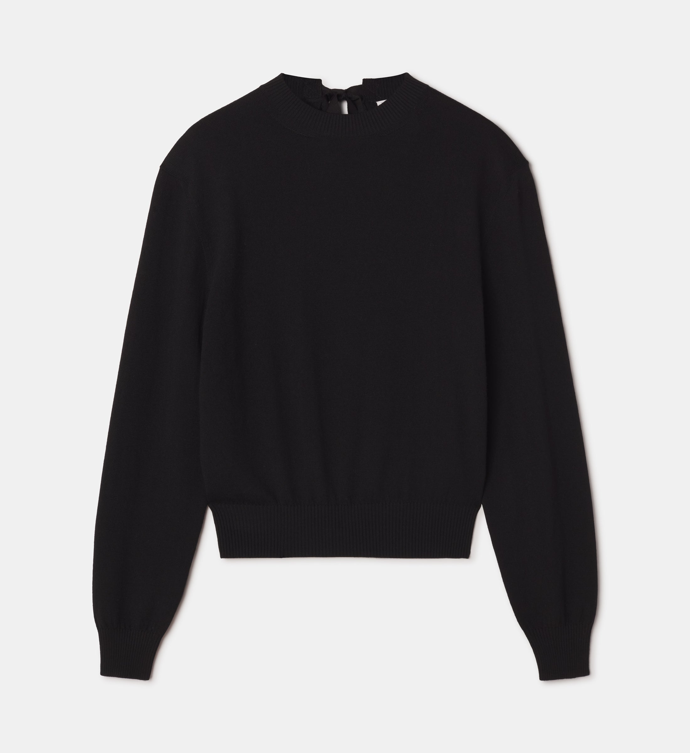 BLACK MERINO SWEATER WITH GROSGRAIN DETAIL