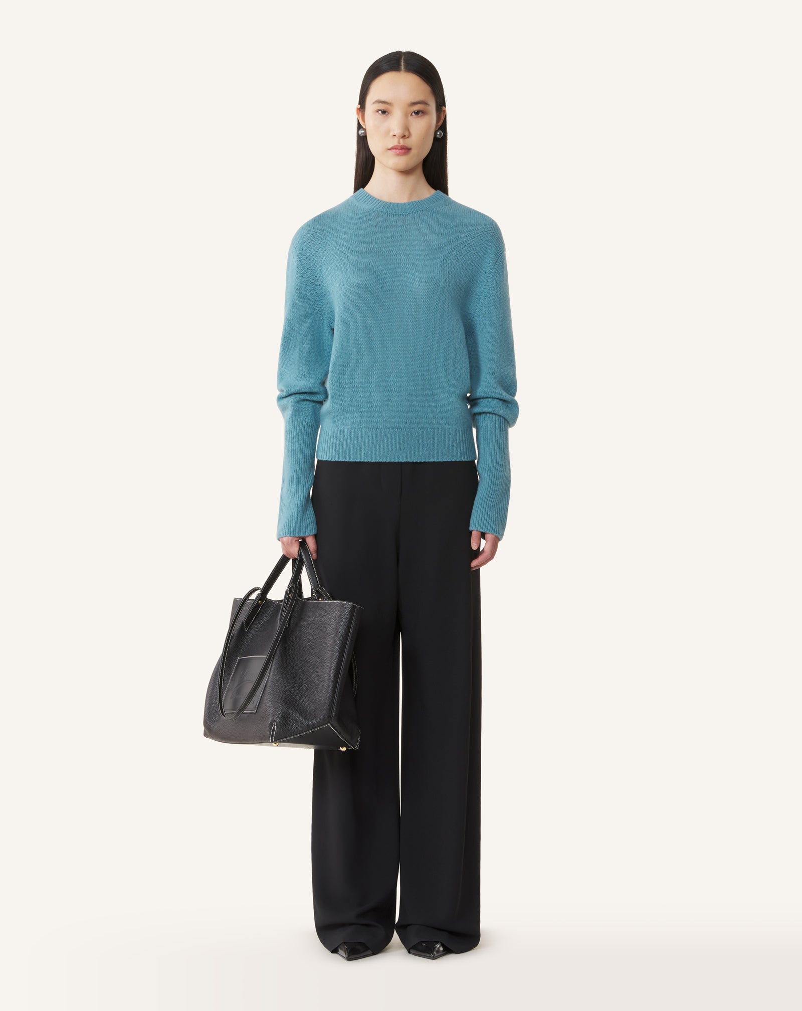 CASHMERE SWEATER WITH GROSGRAIN DETAIL