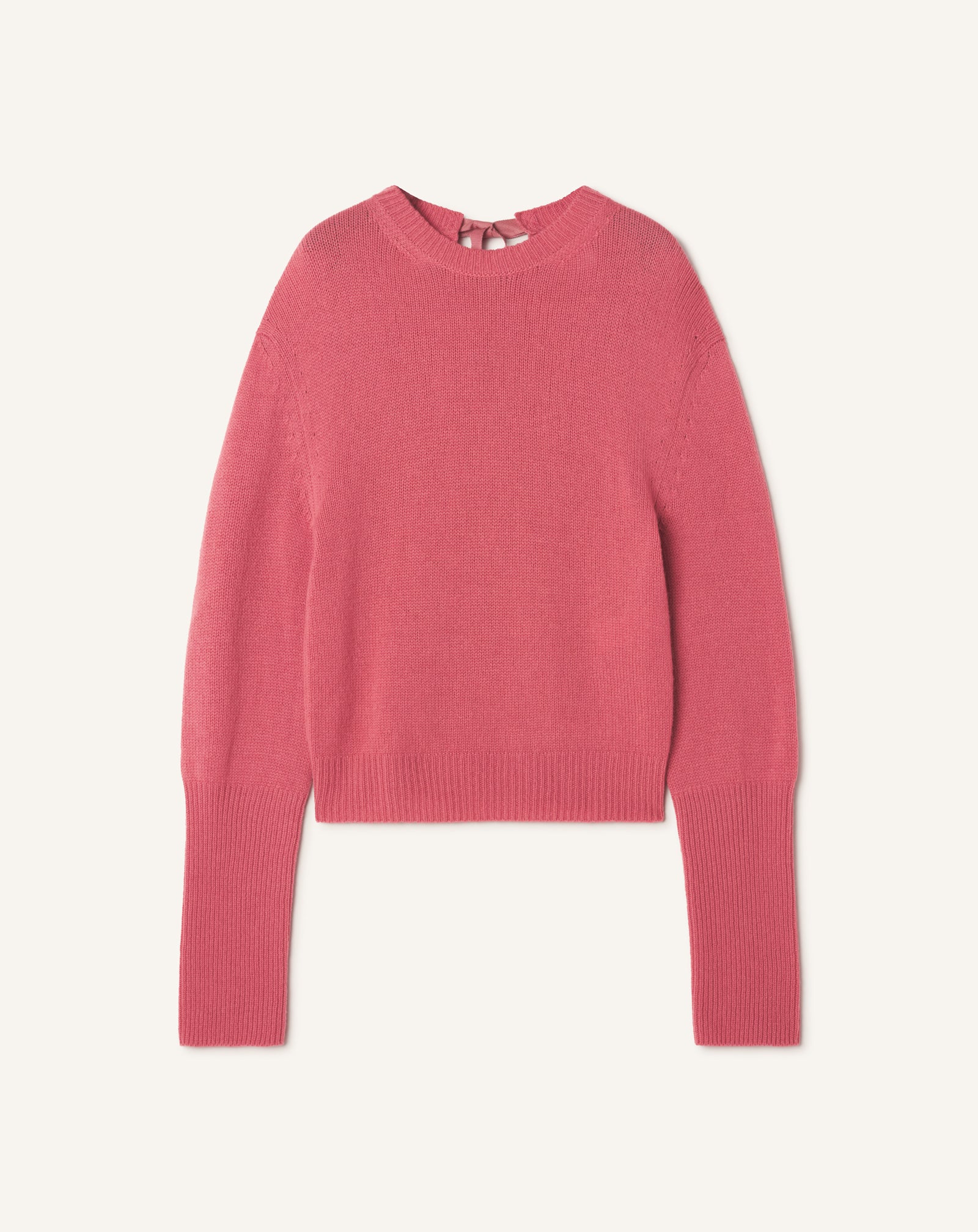 PINK CASHMERE SWEATER WITH GROSGRAIN DETAIL