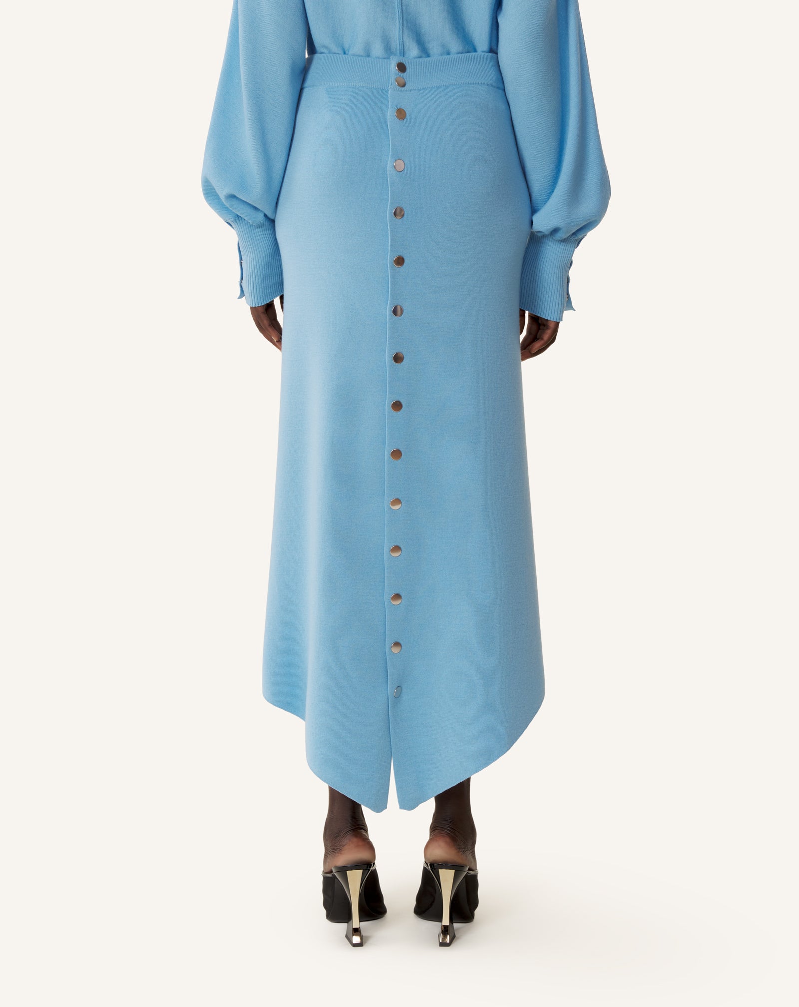 BUTTONED LONG SKIRT IN MERINO WOOL
