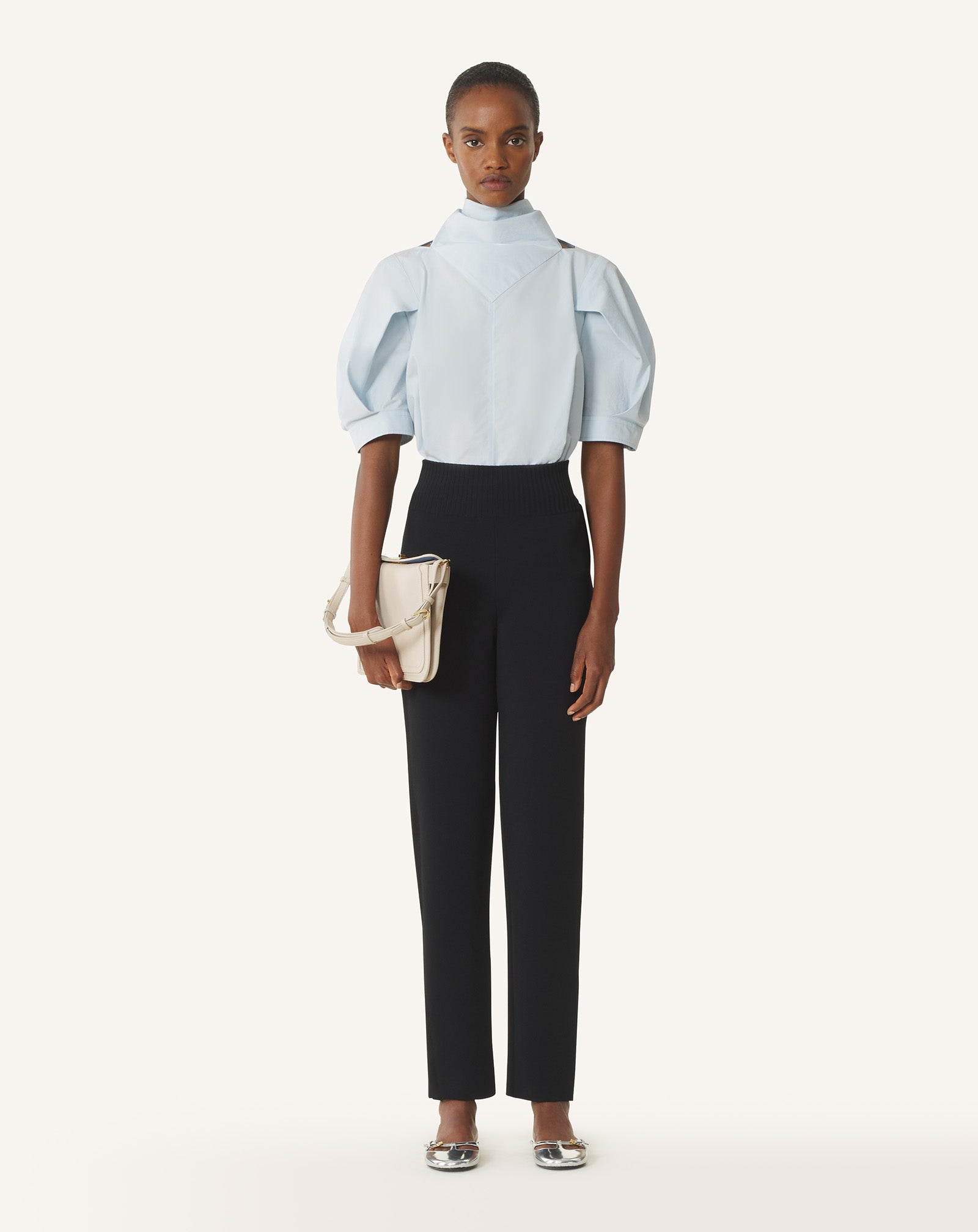 BLUE SCARF TOP IN COTTON POPLIN