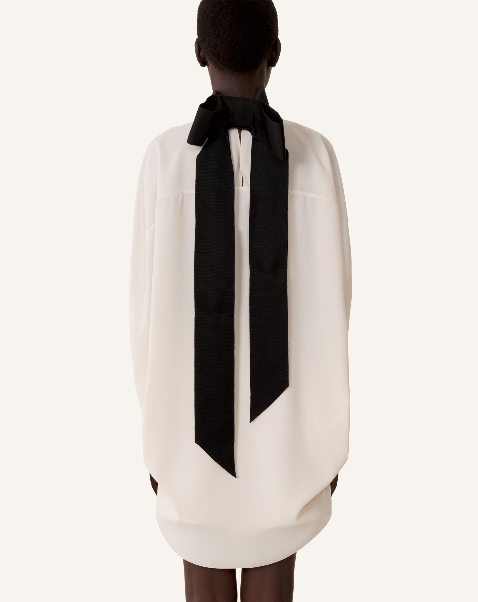 WHITE KNOTTED LOOSE-FIT CREPE TOP