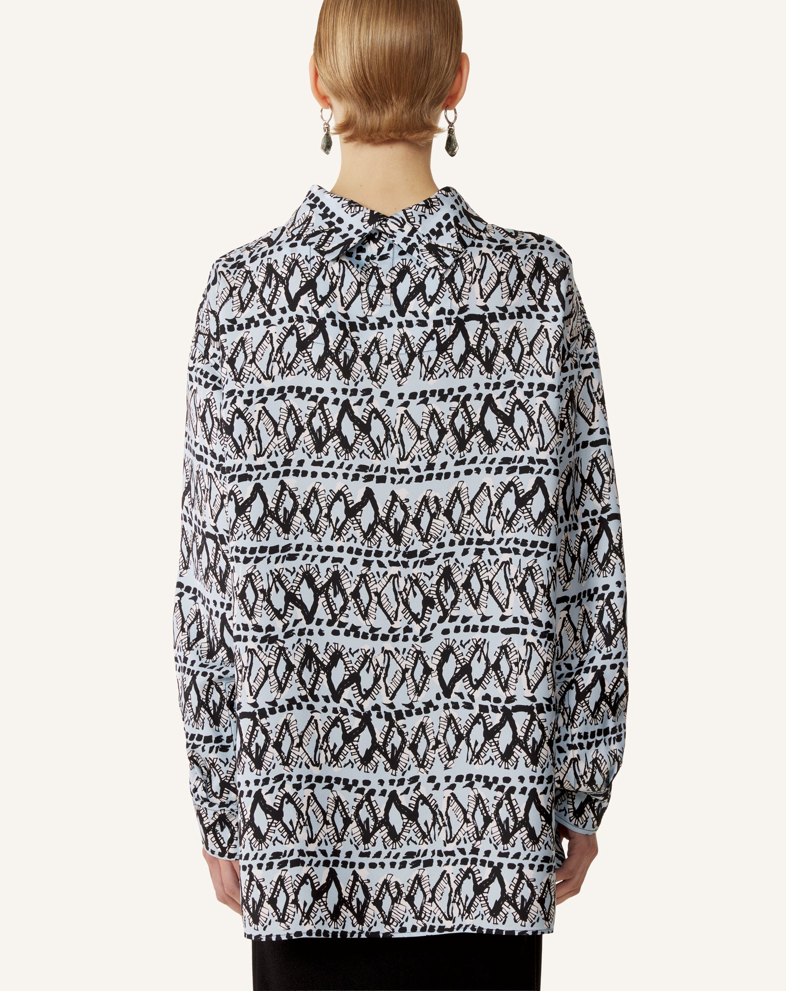 HIGH-NECK PRINTED SILK TOP