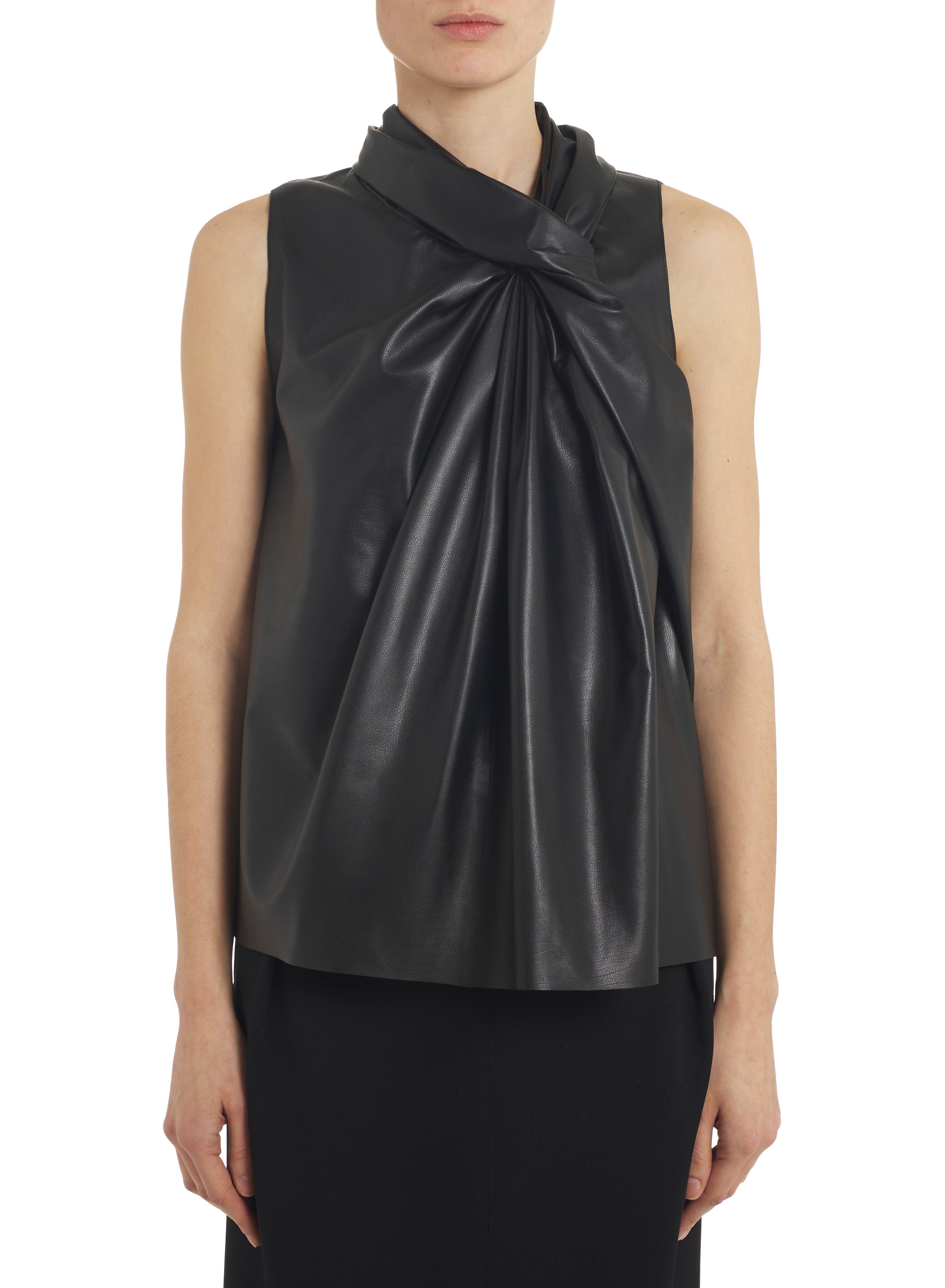 LEATHER FRONT KNOT TOP