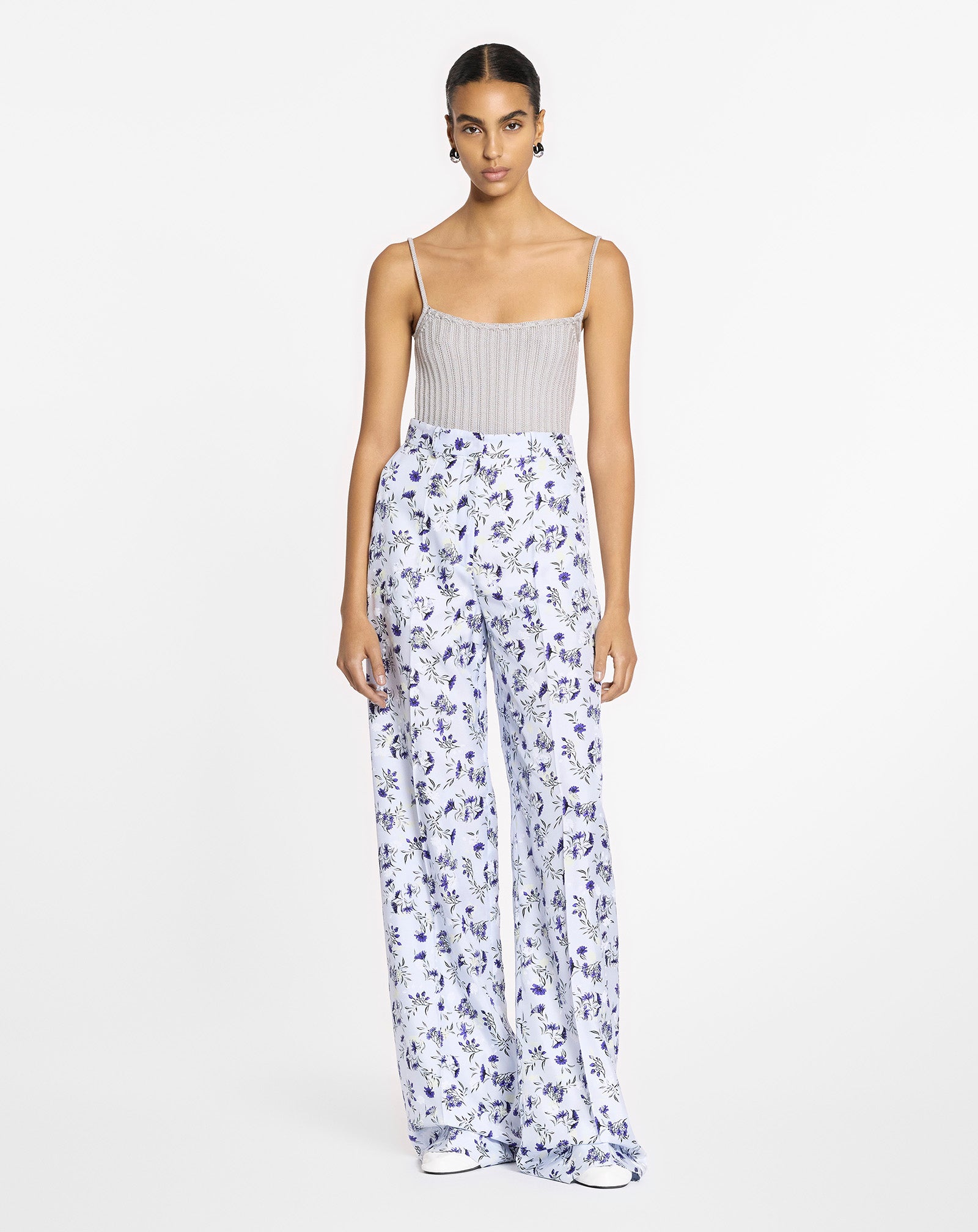 PRINTED WIDE LEG SILK PANTS