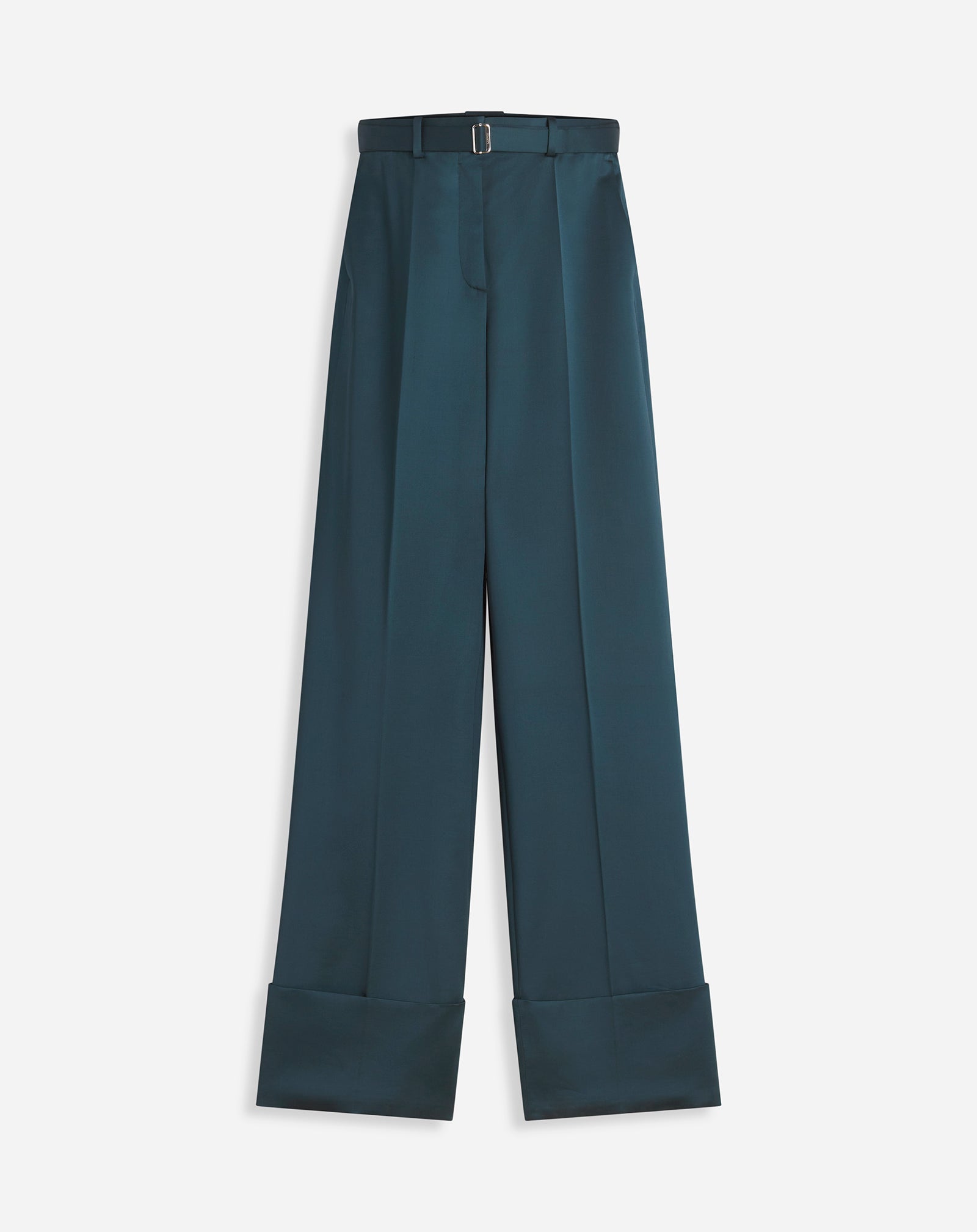 Wide-leg pants with cuffs