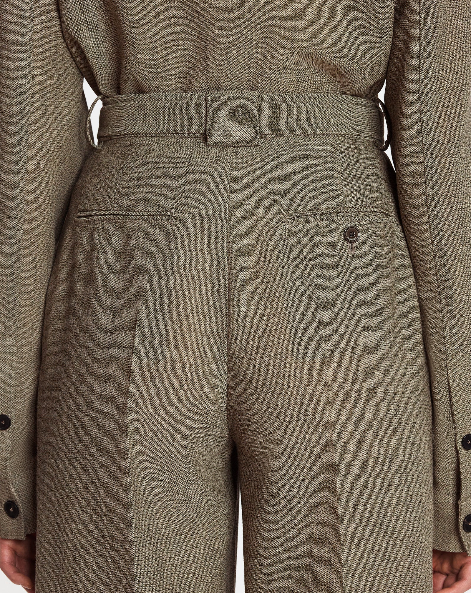 WIDE-LEG CUFFED WOOL PANTS