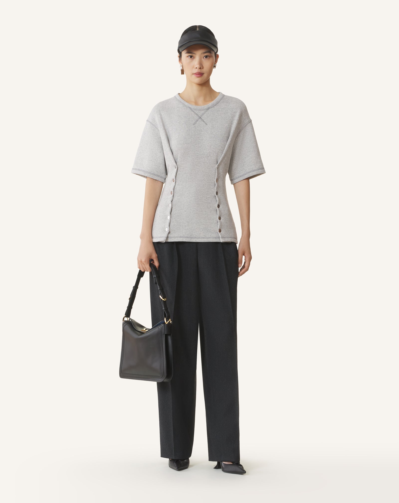 Black Compagnon Asymmetrical Bag In Leather | Lanvin