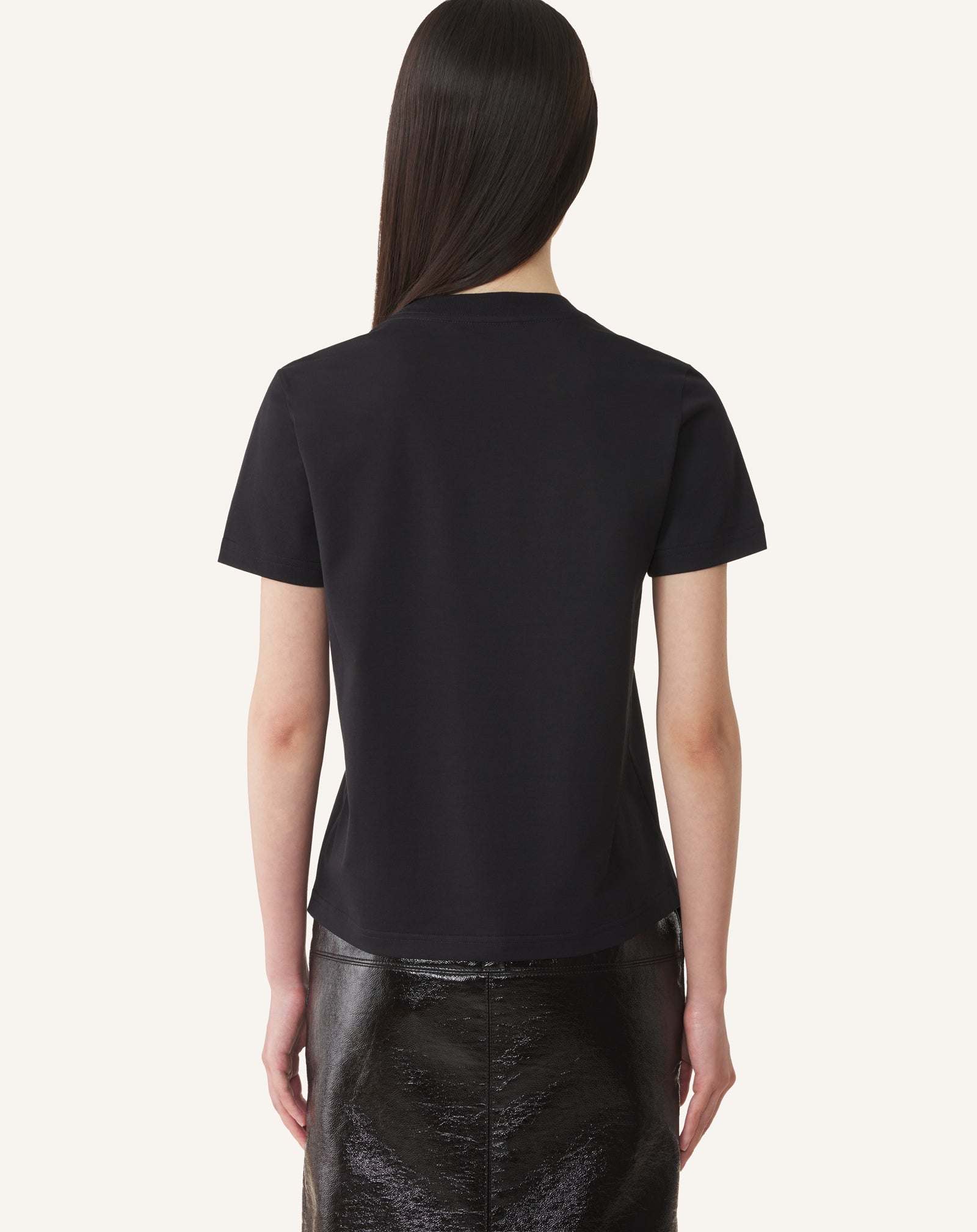 BLACK MOTHER AND DAUGHTER EMBROIDERED JERSEY T-SHIRT