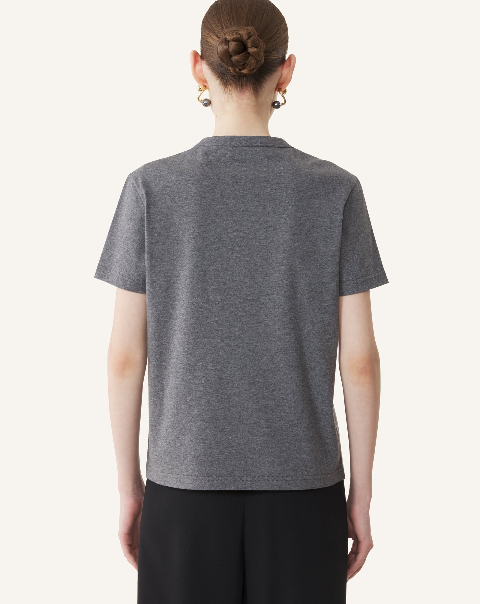 GREY MOTHER AND DAUGHTER EMBROIDERED JERSEY T-SHIRT