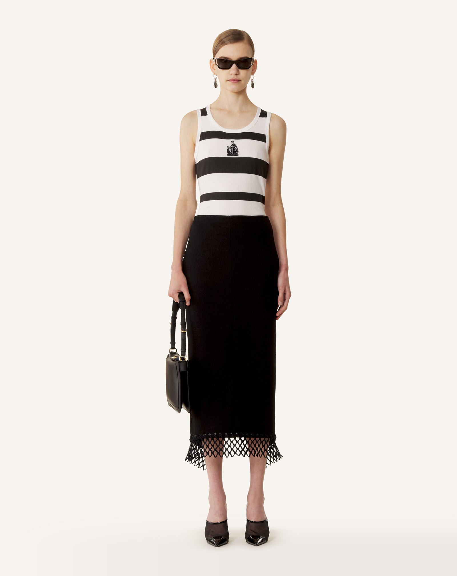 COTTON JERSEY MOTHER AND DAUGHTER EMBROIDERED RIBBED TANK TOP