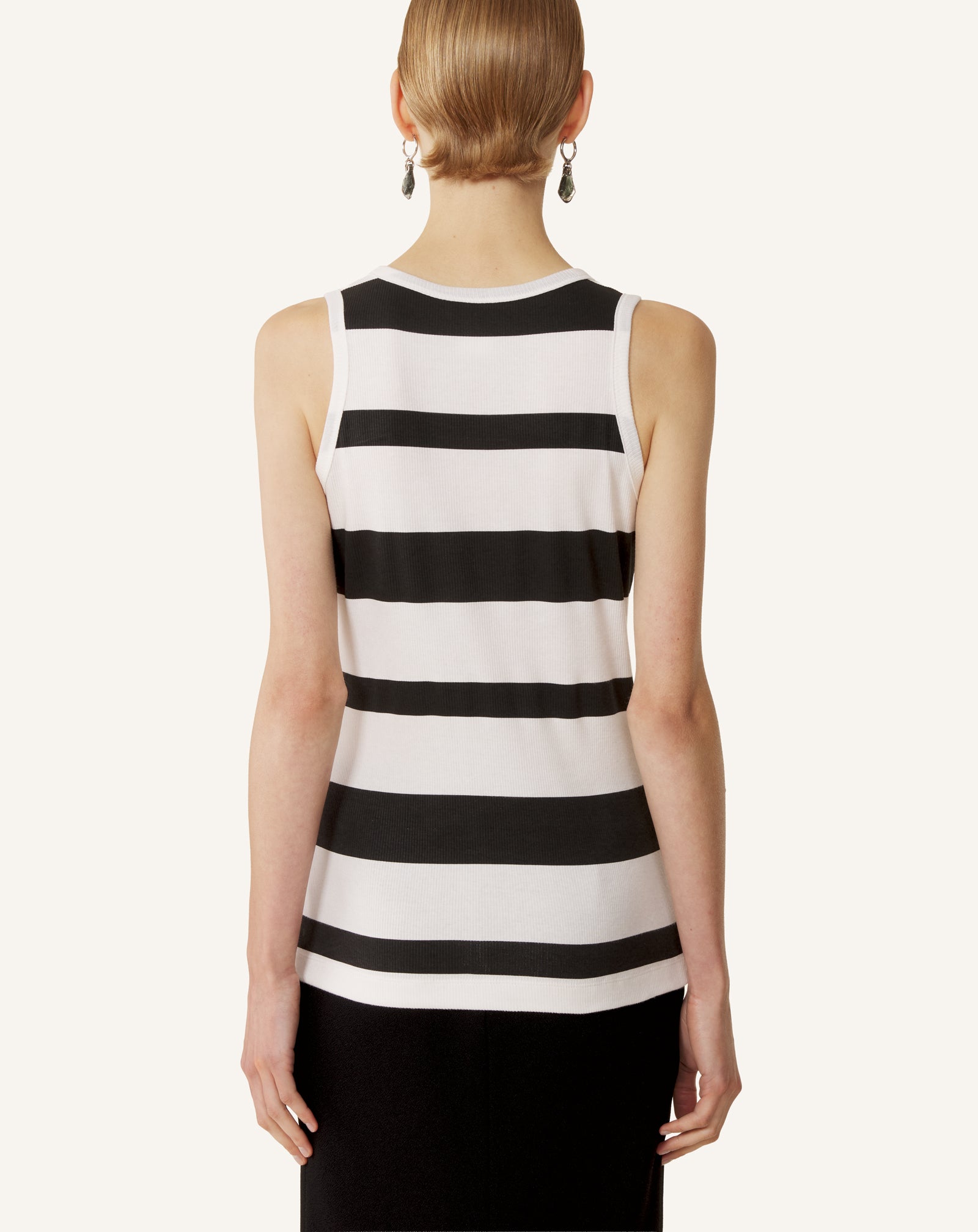 GREY COTTON JERSEY MOTHER AND CHILD EMBROIDERED RIBBED TANK TOP