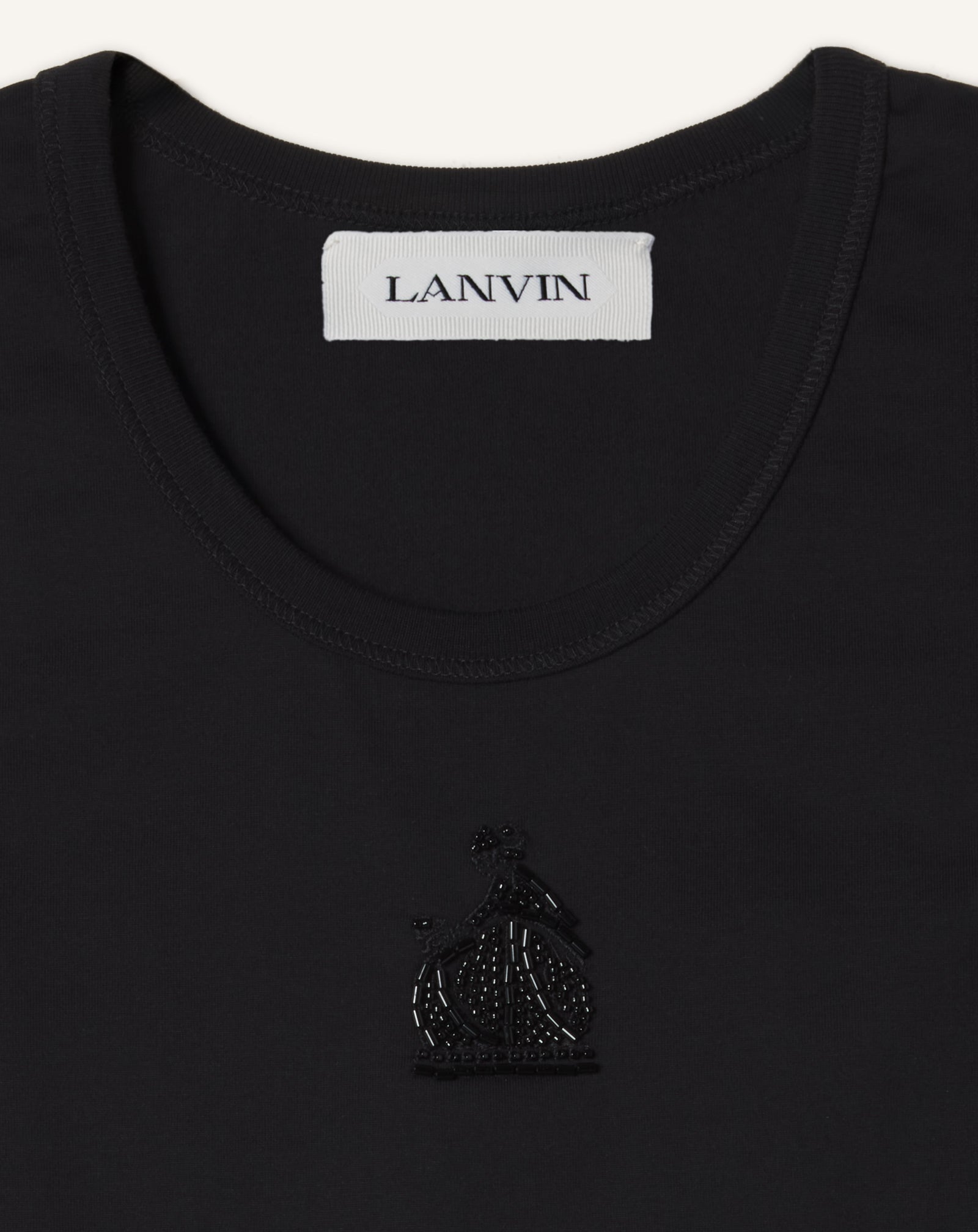 BLACK MOTHER AND CHILD EMBROIDERED COTTON JERSEY TANK TOP