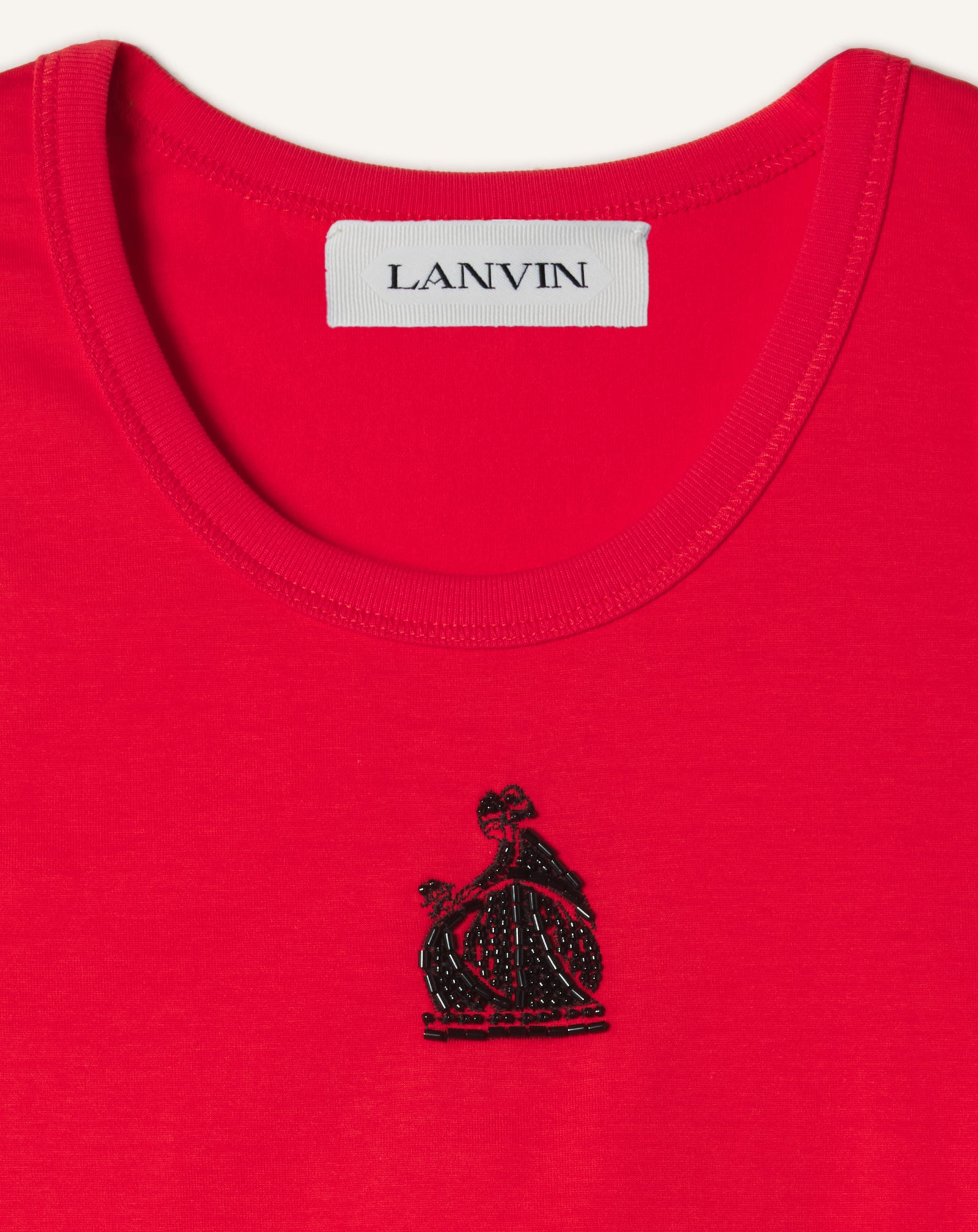 RED MOTHER AND DAUGHTER EMBROIDERED COTTON JERSEY TANK TOP