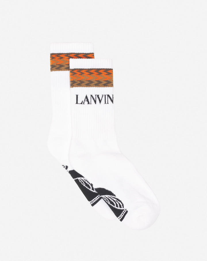LANVIN SOCKS , WHITE/LIGHT BROWN