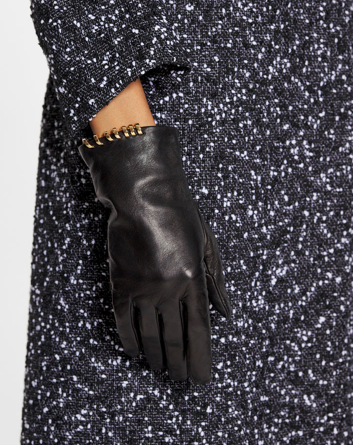 SEQUENCE BY LANVIN LEATHER GLOVES, BLACK