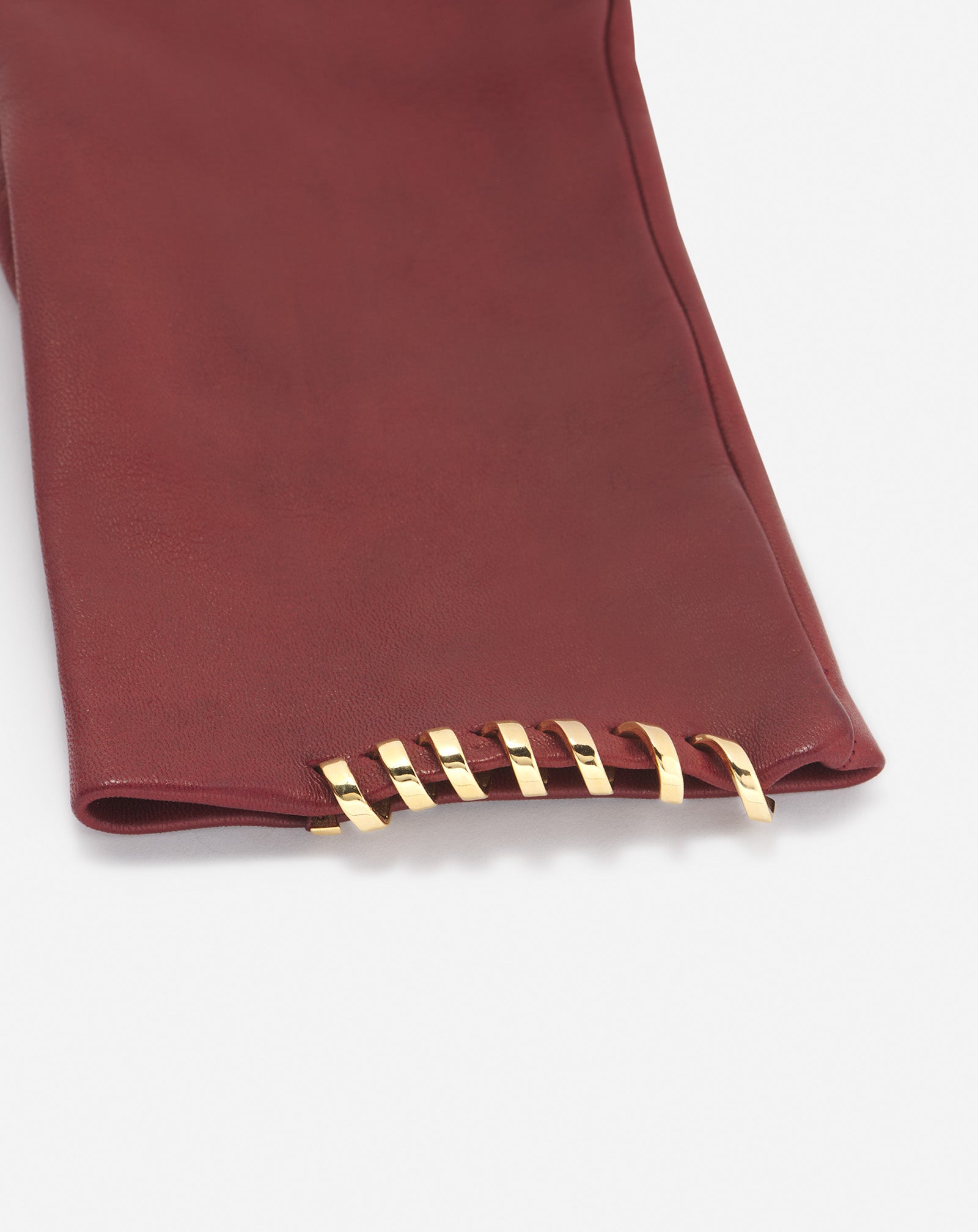 SEQUENCE BY LANVIN LEATHER GLOVES, BURGUNDY