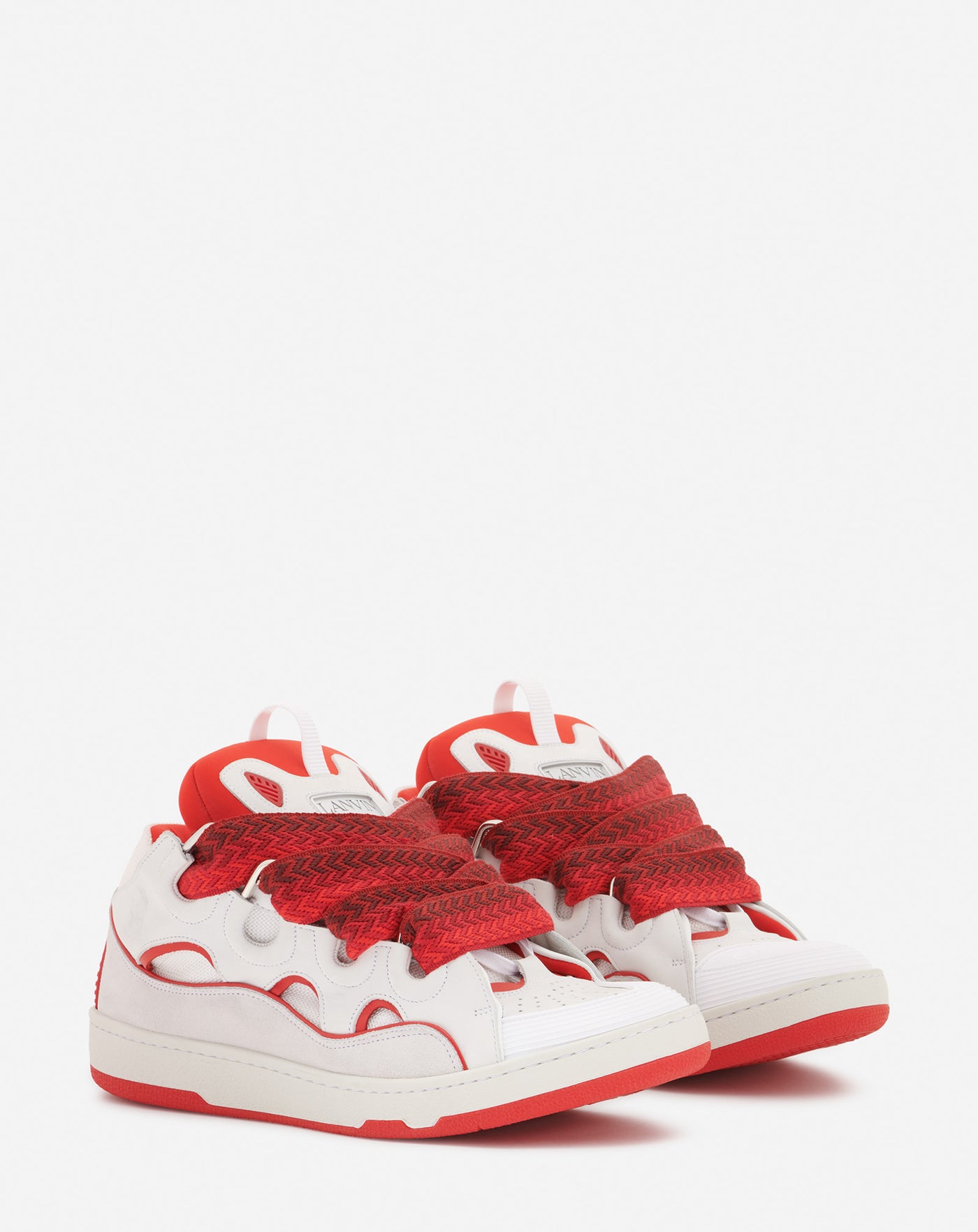 LEATHER CURB SNEAKERS WHITE/RED | Lanvin – LANVIN