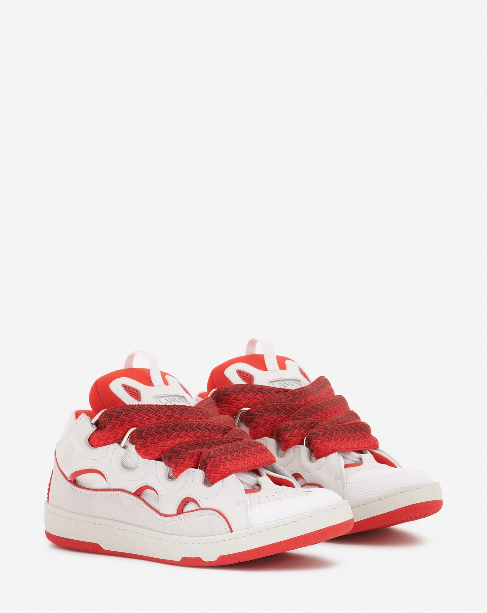 træ Stige støj LEATHER CURB SNEAKERS WHITE/RED | Lanvin – LANVIN