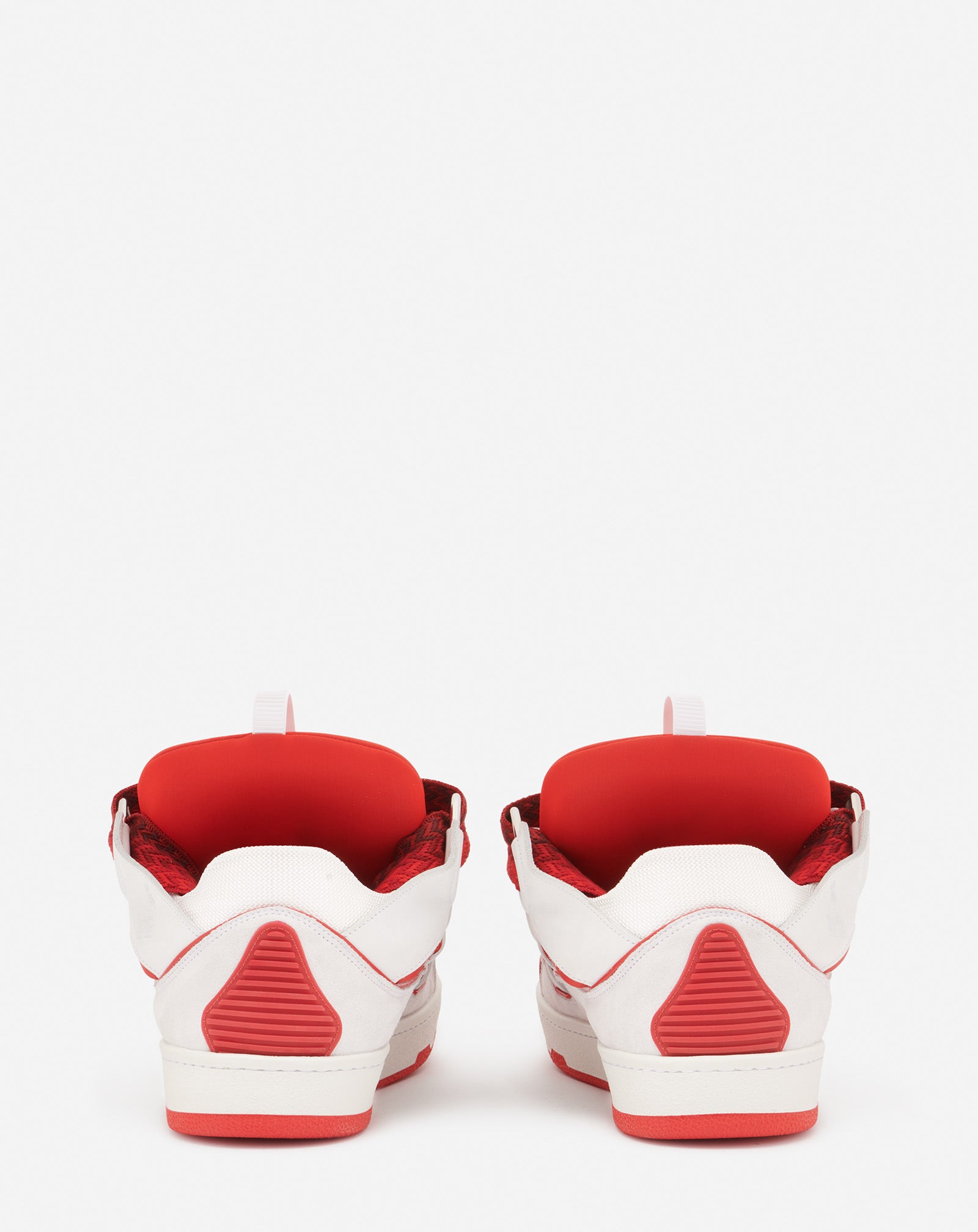 LEATHER CURB SNEAKERS, WHITE/RED