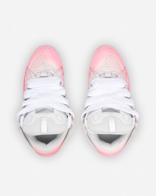LEATHER CURB SNEAKERS, PINK/WHITE