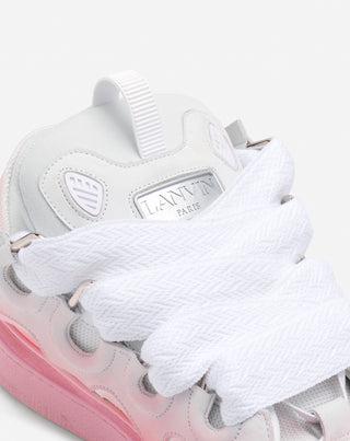 LEATHER CURB SNEAKERS, PINK/WHITE