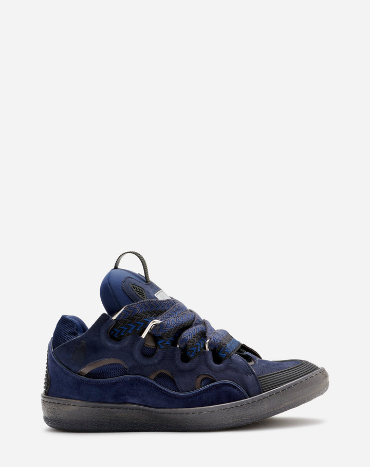 Leather Curb sneakers , DARK BLUE