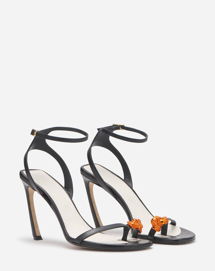 LEATHER SWING SANDALS WITH MELODIE JEWEL