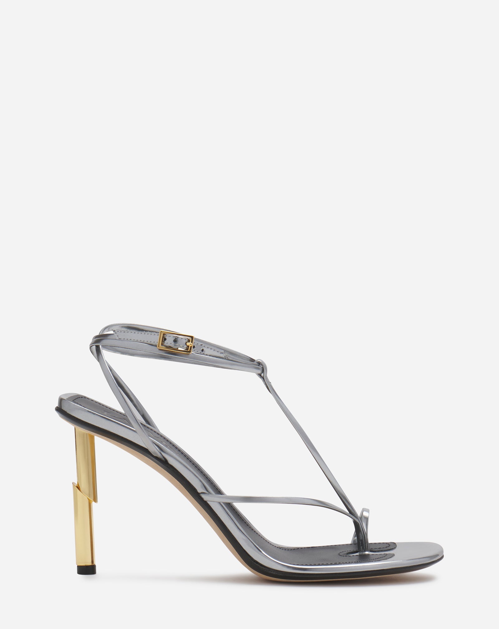 SEQUENCE BY LANVIN SANDALS IN METALLIC LEATHER, SILVER