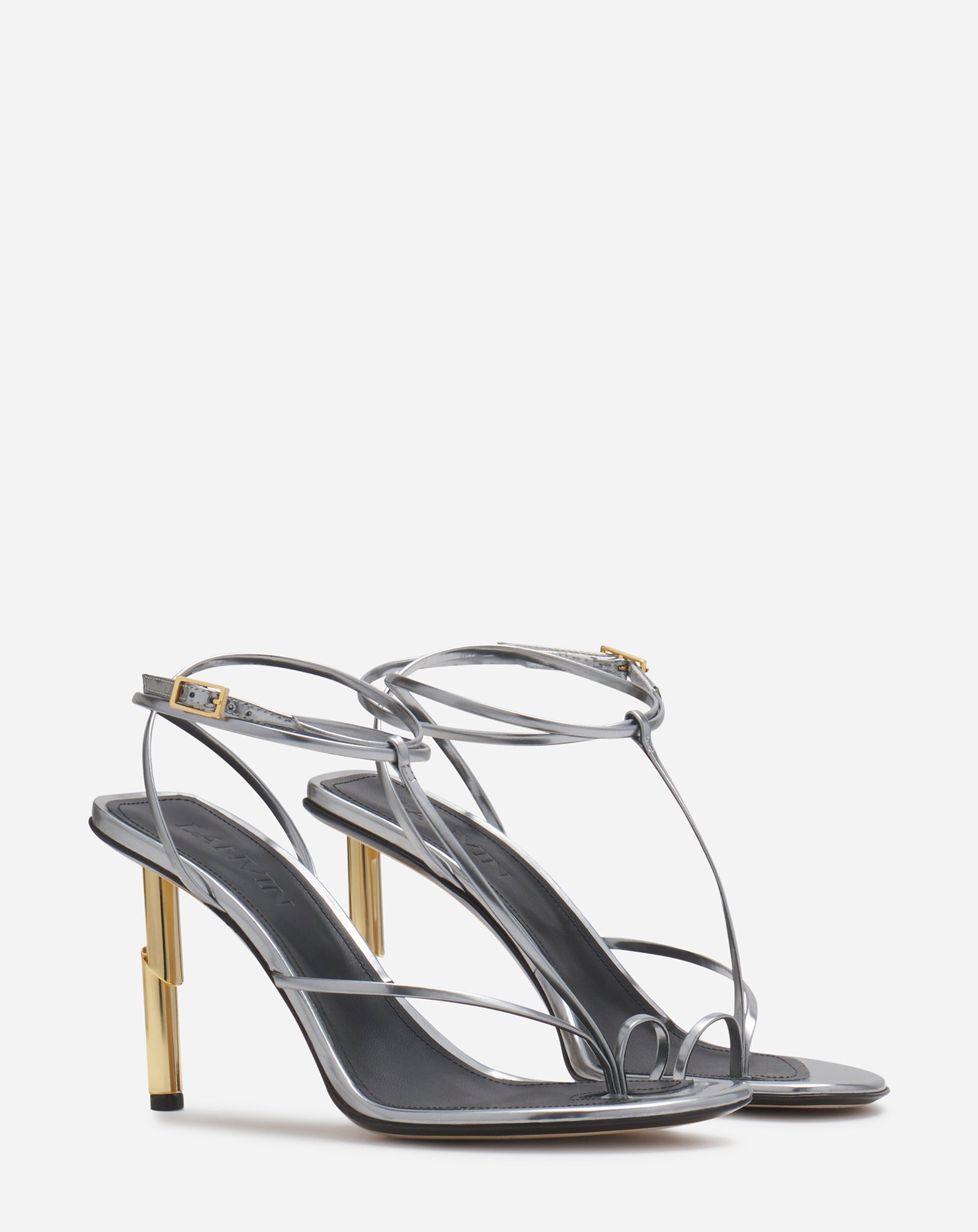 SEQUENCE BY LANVIN SANDALS IN METALLIC LEATHER, SILVER