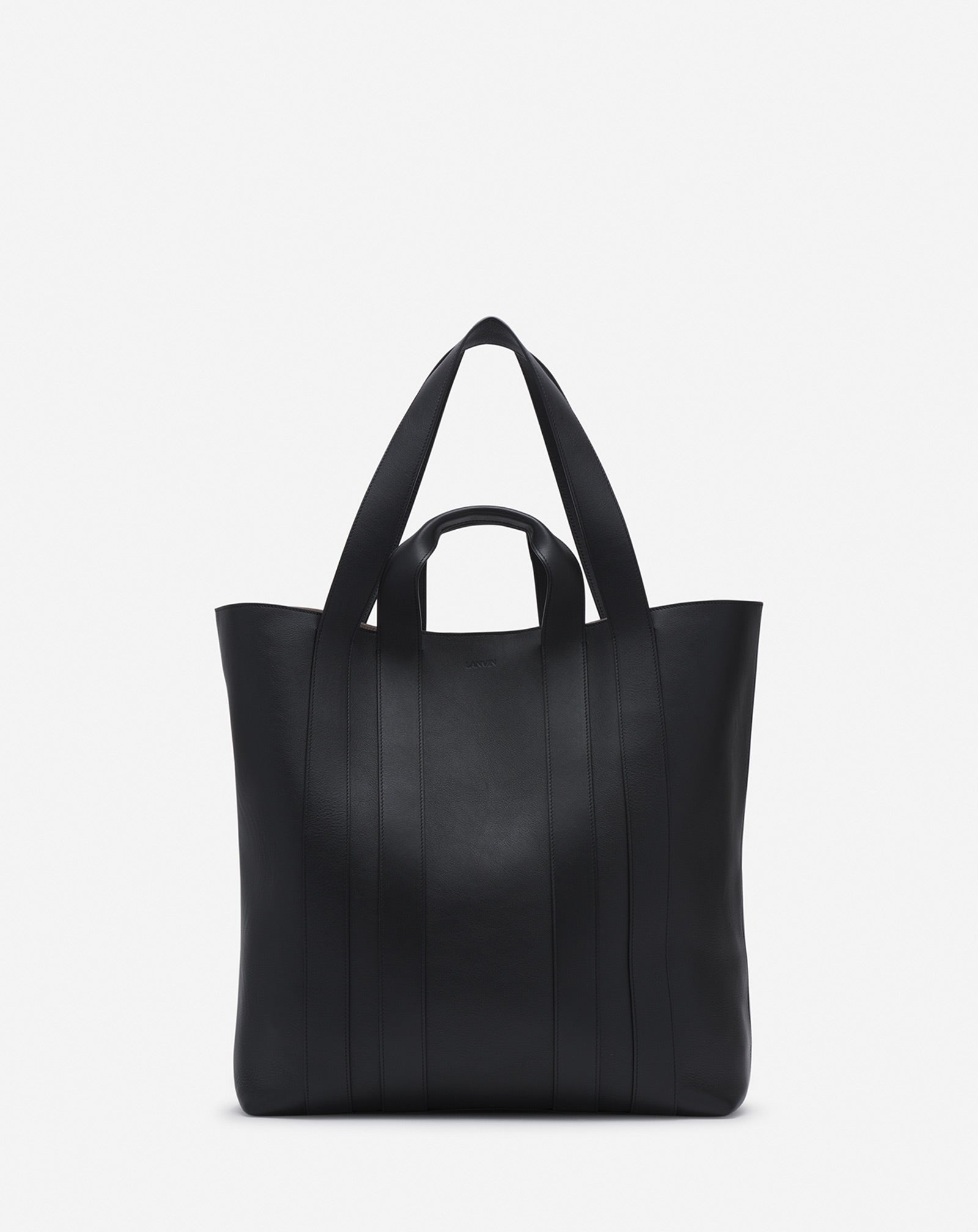 Ballade North South Leather Tote for Male - Black - One Size - Lanvin