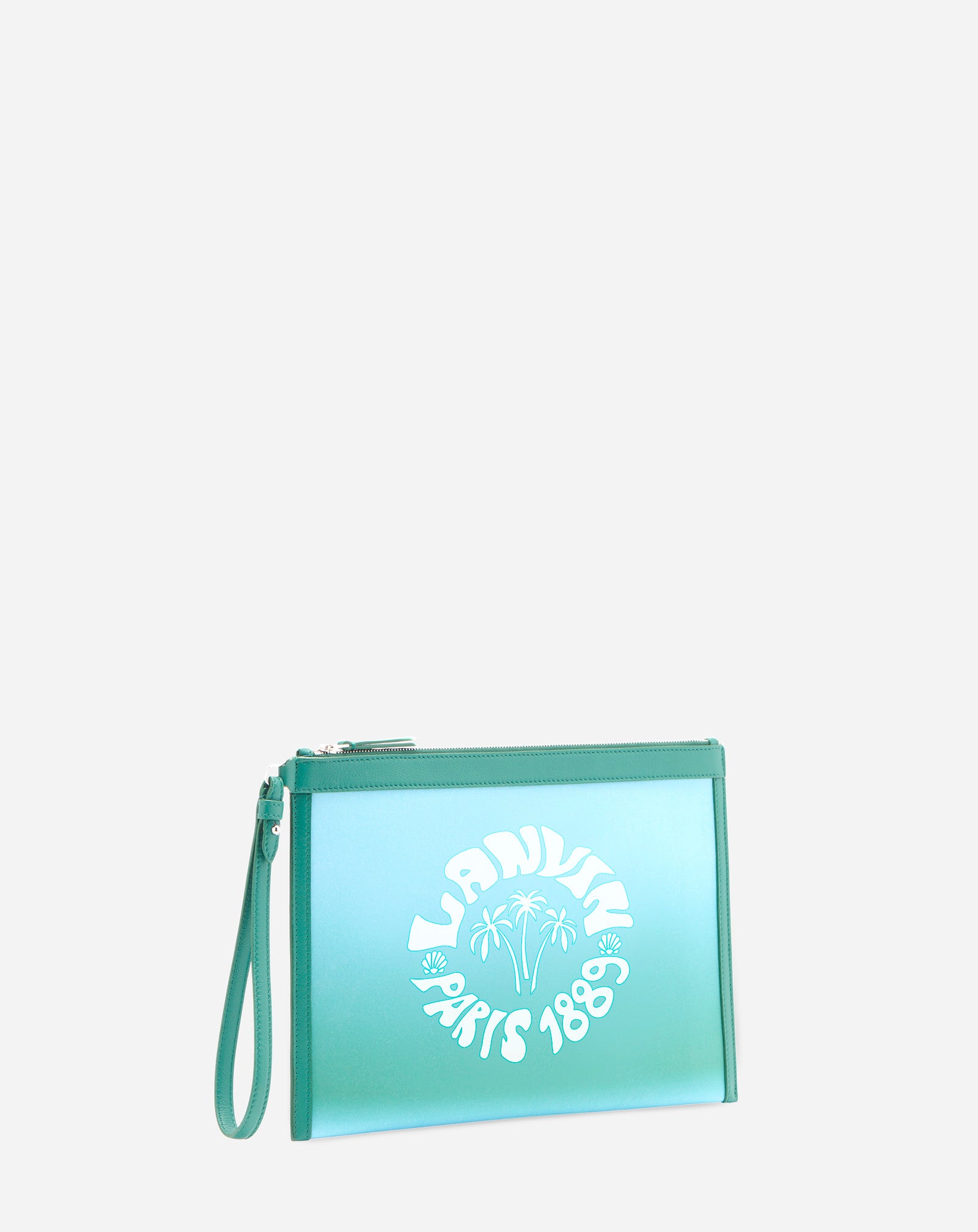 LANVIN Summer Wave canvas zippered clutch, BLUE