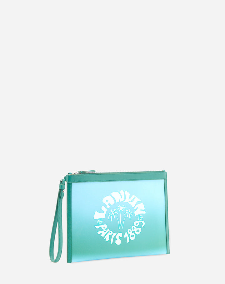 LANVIN Summer Wave canvas zippered clutch, BLUE