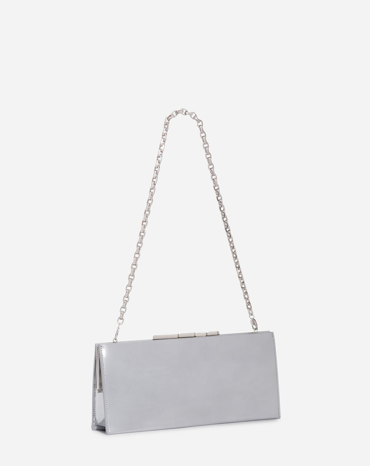 SEQUENCE BY LANVIN METALLIC LEATHER CLUTCH BAG, SILVER