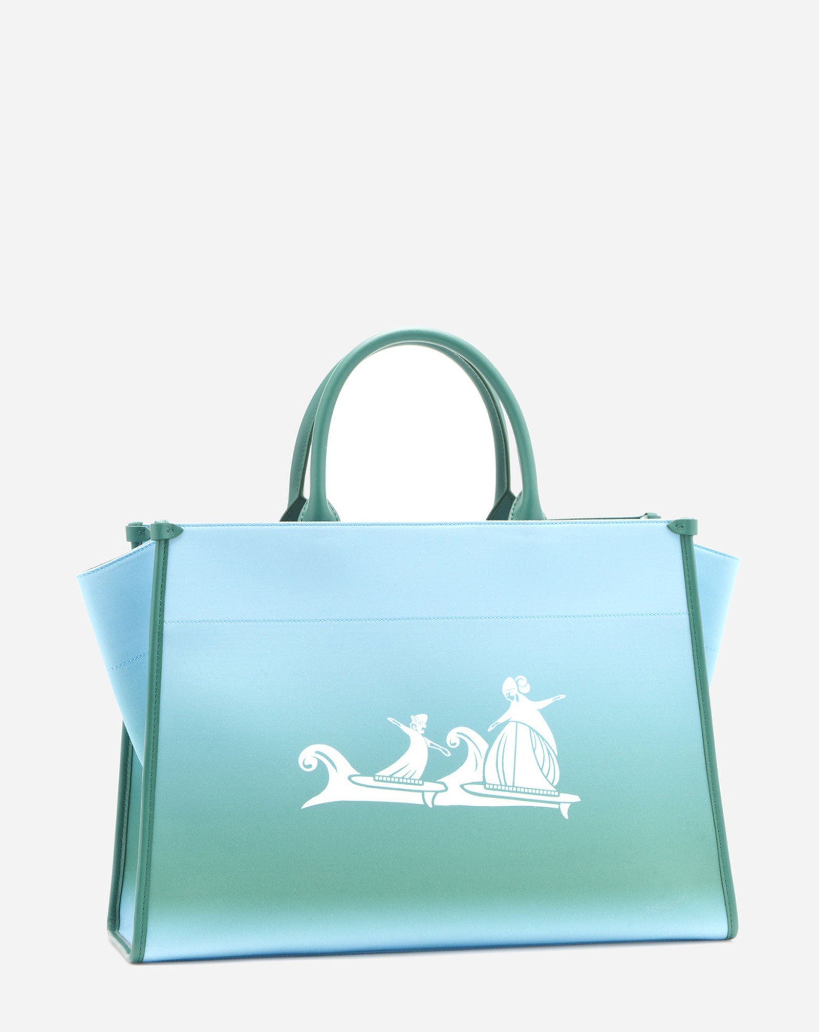 Cotton weave Mother and Child Summer Wave tote bag, 
