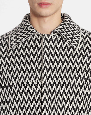 MERINO WOOL CURB HERRINGBONE COAT