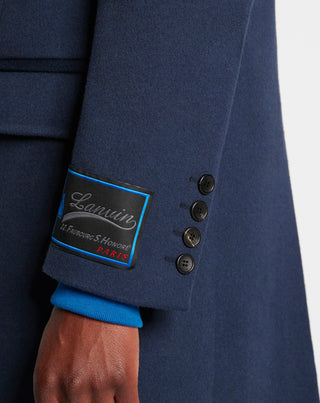 CLASSIC COAT WITH SIGNATURE LANVIN PATCH, BLUE