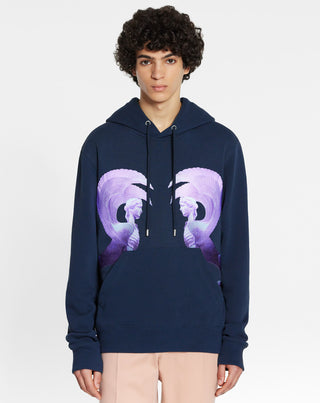 HOODED SWEATER WITH SCI-FI PRINT, INK BLUE