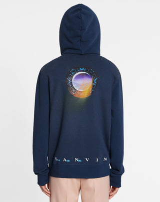 HOODED SWEATER WITH SCI-FI PRINT, INK BLUE