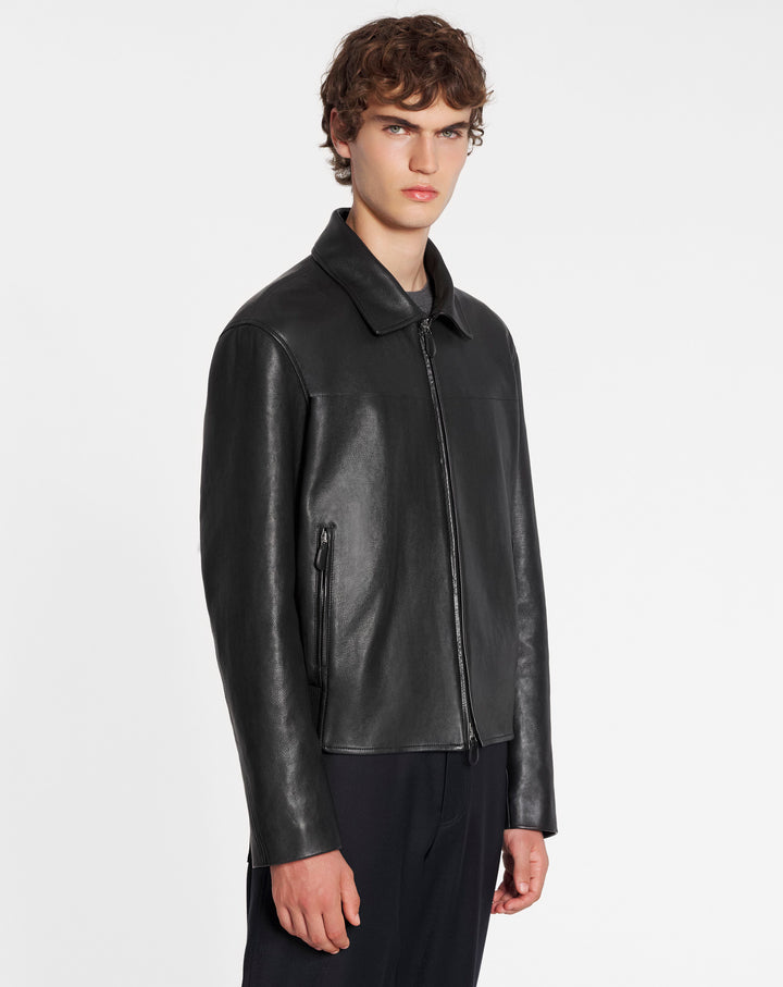 Jacket in calfskin with shearling collar