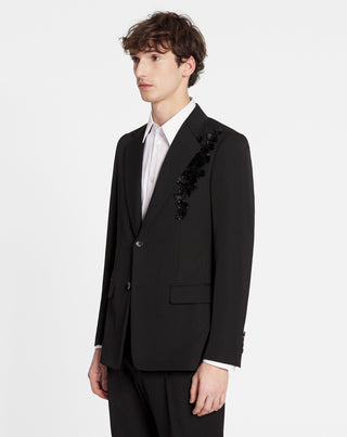 EMBROIDERED SINGLE-BREASTED JACKET, BLACK