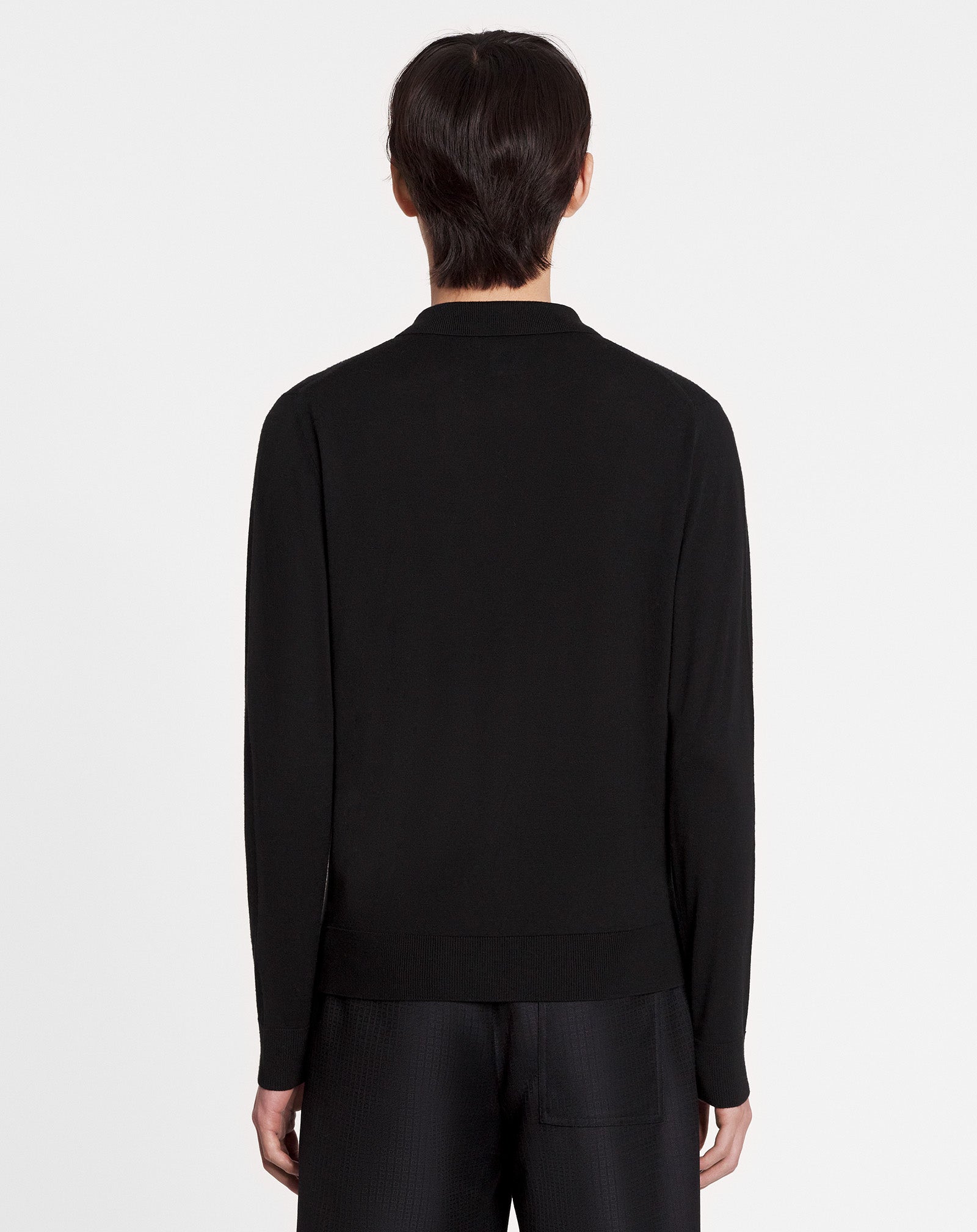MERINO WOOL POLO SHIRT, BLACK