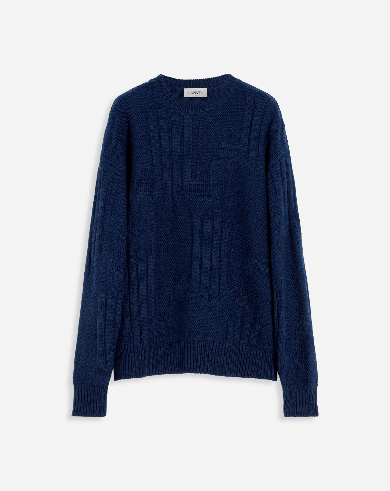 JL3D THICK ROUND NECK SWEATER, BLUE